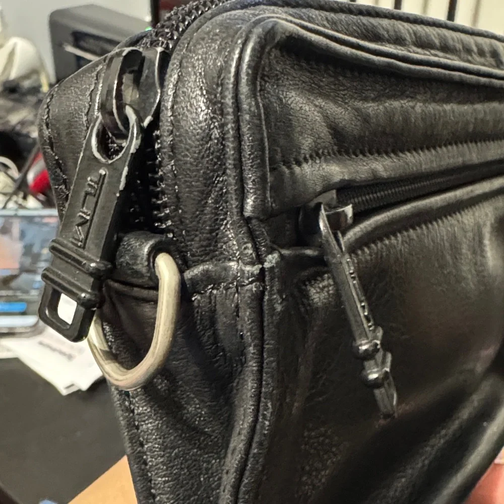 Tumi Black Leather Toiletry Bag